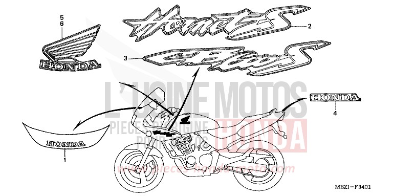 MARK (CB600F22) for Hornet S FORCE SILVER METALLIC (NH411) from 2002